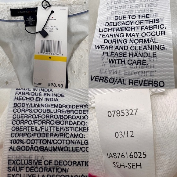 Tommy Hilfiger White Eyelet Lace Sleeveless V Neck Wrap Dress Pockets Size M NWT - Picture 10 of 16